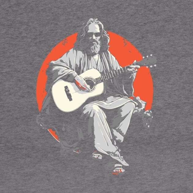 The Dude Jams - Jeff Lebowski Playing Guitar Retro 80s by GIANTSTEPDESIGN